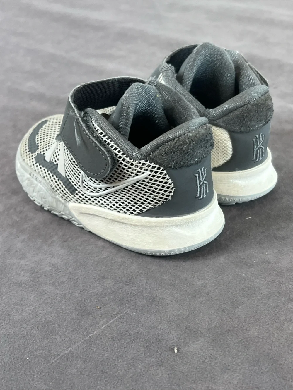 Nike Kids Gray and Black Mesh Sneakers with Hippo Strap